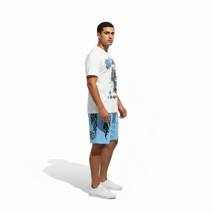 Custom Acid Washed Sun Faded Heavy T Shirt Shorts with Drawstring Solid 100% Organic Cotton Quick Dry Shirt <b>Set</b> for Summer - Product Image 6