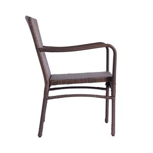 3 pezzi Set di posti a sedere all'aperto marrone gruppo di mobili da giardino in Rattan Set di sedie da giardino marrone da bistrot - Product Image 5