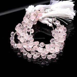 Perles de quartz rose naturel facettées en forme d'oignon 7-9 mm, perles de quartz rose facettées en forme de goutte d'eau, perles briolette pour la création de bijoux 8 pouces - Product Image 4