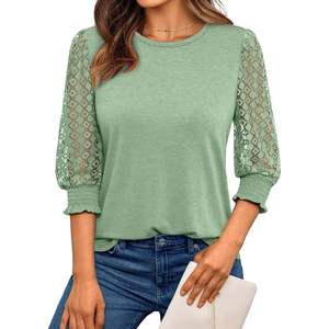 2025, camisetas de manga larga 3/4 para mujer, blusas informales elegantes de encaje y camisas de negocios, trajes de moda de verano, camisetas sin mangas 2025 - Product Image 4