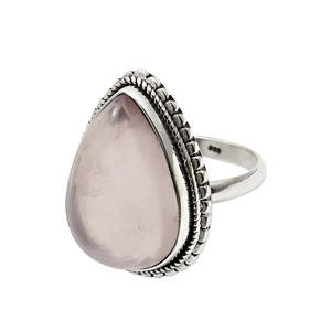 Bague classique en quartz rose taille poire, bijou bohème raffiné, idéale pour mariages, fiançailles, anniversaires, fêtes – Cadeau - Product Image 1