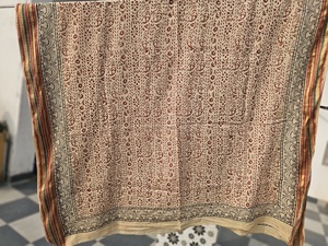 Indian Hand Block Print Silk Border Floral Bandeau Pareo Sarong Beach Cover-Up Women's Eco-Friendly Lightweight Summer Cotton - Product Image 3