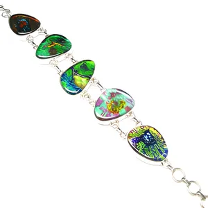 Bracelet statement fait main en argent sterling 925 avec verre dichroïque coloré pour femmes - Product Image 4