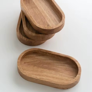 Best Seller Oval Wooden Tray Solid Oak Trinket Organizer Vanity Jewelry Key <b>Candle</b> Display Plate for Home Table Decor Countertop - Product Image 1