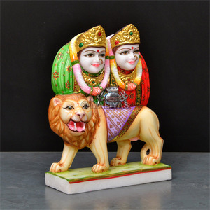 Premium Marble Chamunda Mata Statue - 18 Inch | Handcrafted White Marble Chamunda Devi Murti with Lion | MALIYAS Jaipur - Product Image 5