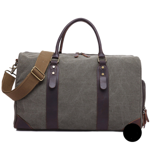 Sac de voyage en cuir et toile à fermeture éclair, qualité export OEM, sac de week-end imperméable, bagage à main LCTB-0059 - Product Image 6