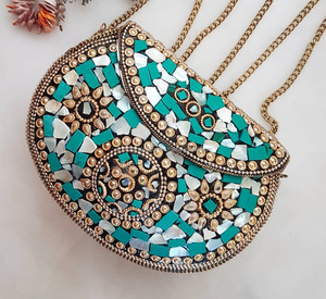 Cartera de mano de resina para mujer y niña, monedero de metal étnico, cartera de mano de mosaico a precio económico de ARTESANÍA DE LUJO VENTA CALIENTE EN DUBAI - Product Image 3