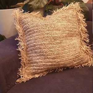Boho Vintage Black <b>Square</b> Raffia Cushion Cover With Fringes Boho <b>Pillow</b> Cover For Outdoor & Indoor Decor At Cheap Price - Product Image 2