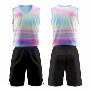 Uniforme de basket-ball sans manches, couleur unie, respirant, pour hommes, logo imprimé par sublimation personnalisé, ensemble maillot et short d'équipe - Product Image 1