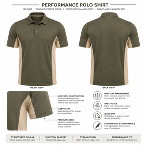 Polo en coton interlock coupe ajustée avec col contrastant, étiquette tissée personnalisée, fournisseur en gros pour vêtements de cyclisme - Product Image 5