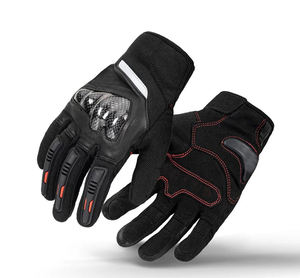 Gants de moto universels en cuir, à doigts entiers, compatibles écran tactile, imperméables, respirants, pour motards de course, avec fermeture auto-agrippante - Product Image 3