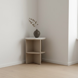 Table d'appoint moderne pour chambre et salon, étagère à 2 tiroirs, en bois d'hévéa écoresponsable du Vietnam et placage MDF, mobilier de chambre - Product Image 2