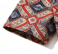 Kemeja Kancing Lengan Pendek Kasual Unisex Motif Geometris Vintage Nyaman untuk Kantor dan Pakaian Musim Panas