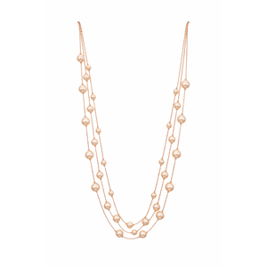 Fashion 18K Rose Gold Triple Layer Pearl <b>Necklace</b> Women Elegant Three Strand White Pearl <b>Statement</b> Link Chain Minimalist Jewelry - Product Image 3