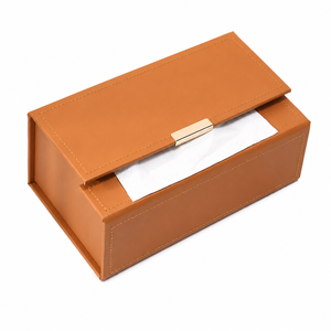 Boîte à mouchoirs en cuir au design classique avec fermoir doré, support rectangulaire moderne pour boîte à mouchoirs, vente en gros d'usine - Product Image 1