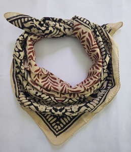 Wholesale Block Print Bandana Cotton Handmade <b>Head</b> Square Scarf Indian Floral Bandana Boho Hair <b>Wrap</b> Striped Border Neckerchief - Product Image 3