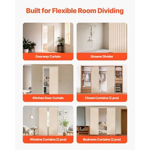 Puerta Plegable de Tela Opaca de 47 x 78 Pulgadas con Ganchos para Colgar, Divisor de Habitaciones Interior - Product Image 6