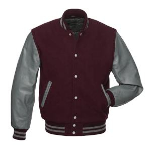 OEM Men's Winter Varsity Jacket Cotton Shell Eco-Friendly Windproof <b>Wool</b> & Leather Custom Blank Maroon - Product Image 4