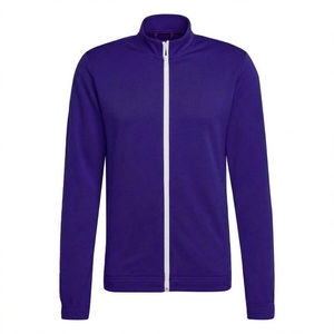 Veste de survêtement rouge pour homme à col montant et fermeture éclair intégrale, décontractée, respirante, en polyester, pour l'automne, coupe classique, couleur unie - Product Image 4