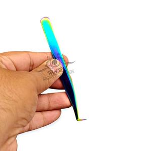 Pinzas de extensión de pestañas con acabado de titanio de 90 grados y logotipo personalizado, punta de fibra de volumen fino para uso en cejas, herramienta de belleza - Product Image 6