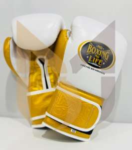Guantes Profesionales de Boxeo, Color Blanco Dorado, Sin Marca, para Combate, Sparring y Entrenamiento - Product Image 1