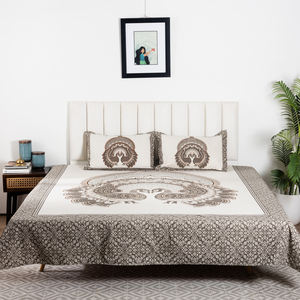 Parure de lit en coton écologique 300 fils, motif animalier ethnique, pour lit double, 2 taies d'oreiller, qualité supérieure pour usage domestique - Product Image 6