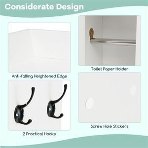 Mobiletto Moderno Bianco per Bagno, Ecologico in MDF con PVC e Metallo, Salvaspazio per Bagno o Soggiorno, Ideale per Hotel - Product Image 4