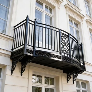 Victorian-style wrought iron balcony railing; rust-resistant,<b>wall</b>-<b>mounted</b> design; easy to assemble; suitable for outdoor spaces - Product Image 3