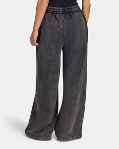 High Waist Wide Leg Jogging <b>Pants</b> Solid Color Drawstring Closure Loose Fit Casual Full Length Stonewashed Cotton <b>Spandex</b> <b>Pants</b> - Product Image 4