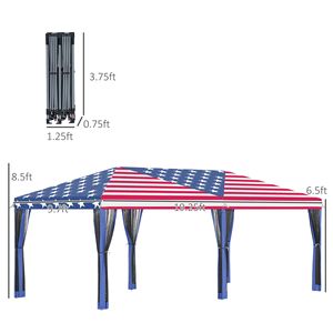 10FT X 20FT Pop up <b>Canopy</b> <b>Tent</b> Gazebo with American Flag Print and 6 Mesh Sidewalls for Outdoor Events - Product Image 3