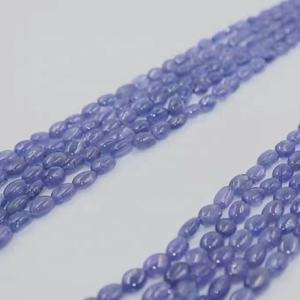 Collier ovale lisse en tanzanite naturelle à 5 brins pour femme avec perles de pierre - Product Image 4