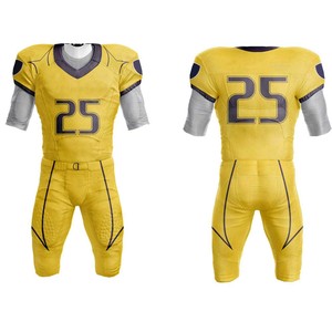 เสื้อฟุตบอลอเมริกันดีไซน์คลาสสิก ตัวอักษรปักแบบ Tackle Twill ชุดทีมแบบ Sublimated ผ้าโพลีเอสเตอร์ 100% ระบายอากาศได้ดี - Product Image 1