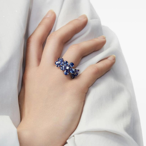Flower Shape Sapphire <b>Cocktail</b> <b>Ring</b> Women's Luxury Fine Jewelry Party <b>Rings</b> - Product Image 1