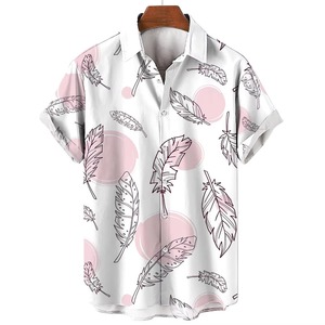 Men's Hawaiian <b>Shirt</b> V-neck <b>Short</b> <b>Sleeve</b> Knitted Digital Printed <b>Button</b>-<b>Up</b> Loose Fit Summer Casual Surf Pattern 100% Cotton - Product Image 5