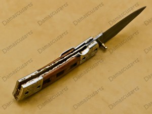Couteau de poche pliant en acier Damas fait main, lame tranchante comme un rasoir, pour le camping, la chasse, la survie tactique, EDC - Product Image 4