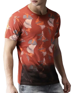 <b>Men</b>’s Rust <b>Orange</b> Abstract Print Sublimation T-<b>Shirt</b> Streetwear Casual Short Sleeve Quality for Daily Fashion Customized Style - Product Image 1