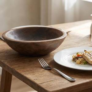 Large Handmade <b>Rustic</b> Wooden Salad Bowl Natural <b>Wood</b> Serving Kitchen Decor Fruit Bowl Minimalist Table Centerpiece - Product Image 4