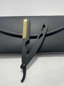Black Straight <b>Razor</b> <b>Single</b> <b>Blade</b> Folding Barber <b>Razor</b> Stainless Steel Face & Body Shaving Tool Custom Logo Outdoor - Product Image 2