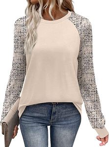 Long Sleeve Shirts for Women Color Block <b>Raglan</b> <b>Tops</b> Casual Crewneck Basic Tees Fall Clothes 2026 Fashion - Product Image 1