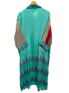 Kimono de seda Bridel con patchwork, túnica larga para cubrir el bikini, ropa de noche, hecho a mano, estilo vintage indio, kimono de sari de seda reciclada. - Product Image 6
