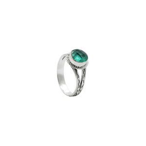 Handmade Apatite <b>Ring</b> – Round Checker Cut Gemstone <b>Ring</b>, Silver Plated <b>Statement</b> <b>Ring</b>, Nickel Free Brass Minimalist Boho Jewelry - Product Image 4