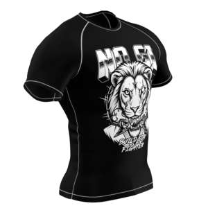 Rashguard écologique à manches courtes en Spandex et Polyester, anti-bactérien, vêtement de sport UPF50+, motif uni, col rond - Product Image 1