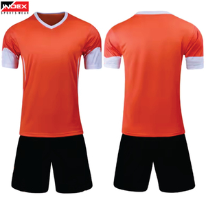 INDEX SPORTSWEAR Conjunto de Camiseta de Fútbol Sublimada Personalizada Naranja y Blanca con Cuello en V de Manga Corta para Hombre, Transpirable y que Absorbe la Humedad - Product Image 1