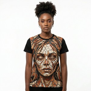 Camiseta de algodón pesado para mujer, estilo vintage, con estampado gráfico botánico 'Zombie Night Garden', lavado ácido retro, personalizada, al por mayor - Product Image 5