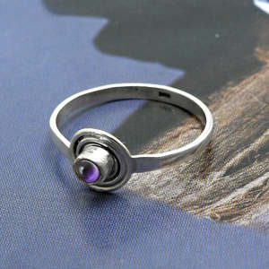 Bagues originales faites à la main en améthyste taillée ronde, argent sterling 925, design tendance, bijoux en gros, bijoux bohèmes raffinés - Product Image 4