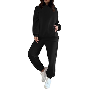 <b>Brown</b> Vintage Half Zip Pullover <b>Jogger</b> Tracksuit Warm Fleece Blend Premium Fabric Cozy Winter Women's Tracksuits - Product Image 3