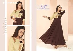 New Arrival Best Quality Heavy Rayon with Embroidered Long Round <b>Kurti</b> Collection Supplier from India Woman Fashion - Product Image 4