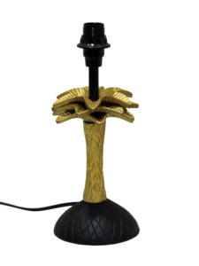 Base de Lámpara de Mesa de Aluminio Dorado Antiguo y Negro con Diseño de Palmera – Soporte de Luz Decorativo Tropical para Mesita de Noche, Ideal para Decoración de Hogares Costeros, 10 pulgadas - Product Image 1