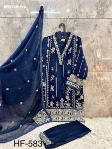 Collection spéciale Eid, qualité excellente, dernière collection de salwar-kameez en faux georgette brodée, prix de gros. - Product Image 5