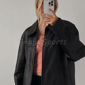 Veste en cuir véritable pour femme, style tendance, grande taille, en vente en gros à prix bas et de haute qualité. - Product Image 3